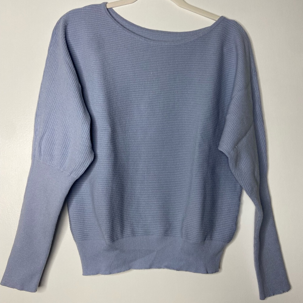 LOUNGEWEAR SET Light Blue Ribbed Off the Shoulder Small - Picture 2 of 4